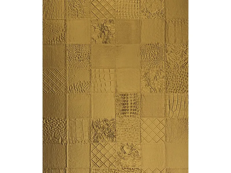 Klebefolien^WALLFACE 13926 COLLAGE Luxus Leder Wand-Paneel Verkleidung Tapete Gold 2600 mm x 1000 mm x 3,5 mm 2,60 m2 Gold