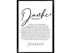 WANDStyle Bilderrahmen^Gerahmtes Poster Danke Mama 30 x 45 cm Geschenkidee für Eine Person