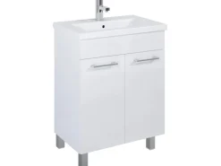 Weißlacke^Waschbeckenunterschrank 60 cm Cheese Weiß mit Füßen