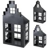 Laternen^Weihnachts-Deko Laternenhaus Eisen 21 cm x 14 cm x 41 cm Schwarz 2-fach Sortiert