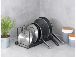 Wenko Regale Schwarz^Deckel- und Pfannenhalter ausziehbar