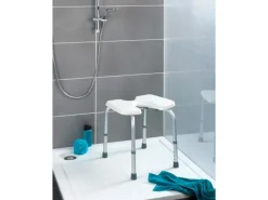 Wenko Duschhocker mit Hygieneausschnitten Secura Weiß höhenverstellbar