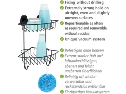 Wenko Eckregale^Eckregal Bari Vacuum-Loc 2 Etagen Schwarz