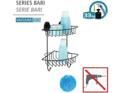 Wenko Eckregale^Eckregal Bari Vacuum-Loc 2 Etagen Schwarz