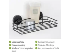 Wenko Wandregale|Aufbewahrung^Wandablage Vacuum-Loc Schwarz