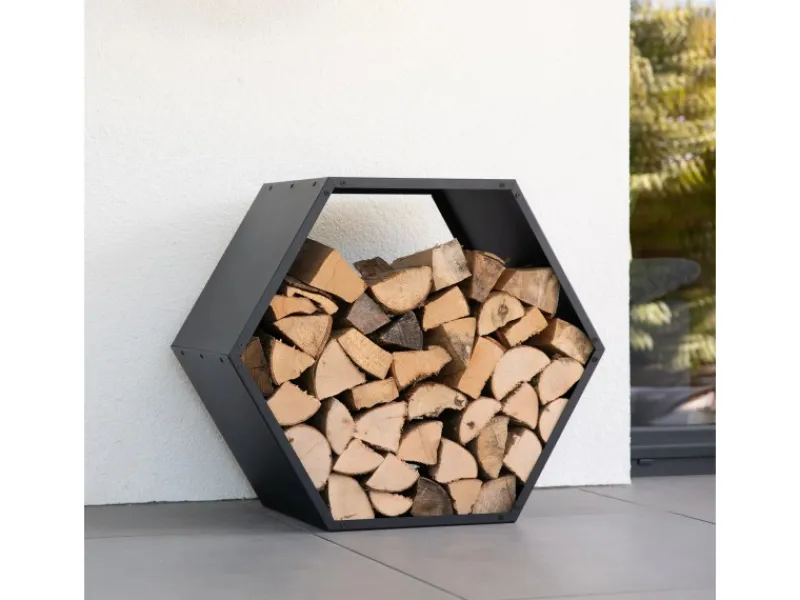 Westmann Stahl Kaminholzregal Biene Schwarz 88x45x77 cm