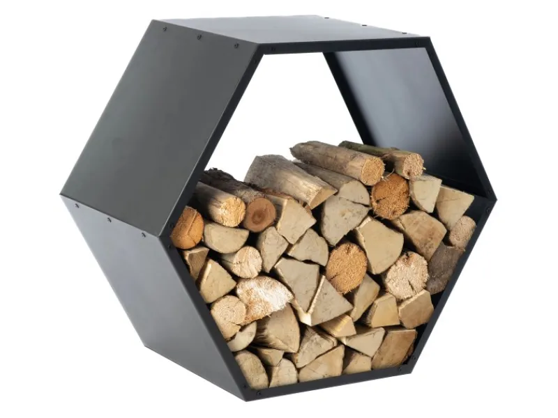 Westmann Stahl Kaminholzregal Biene Schwarz 88x45x77 cm