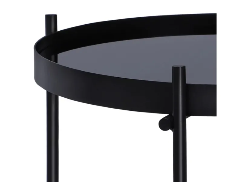 WOMO-DESIGN Tische^Beistelltisch 43 x 45 cm in Schwarz aus Metall und Glas