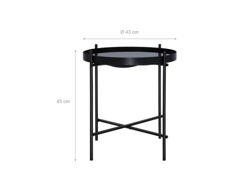 WOMO-DESIGN Tische^Beistelltisch 43 x 45 cm in Schwarz aus Metall und Glas
