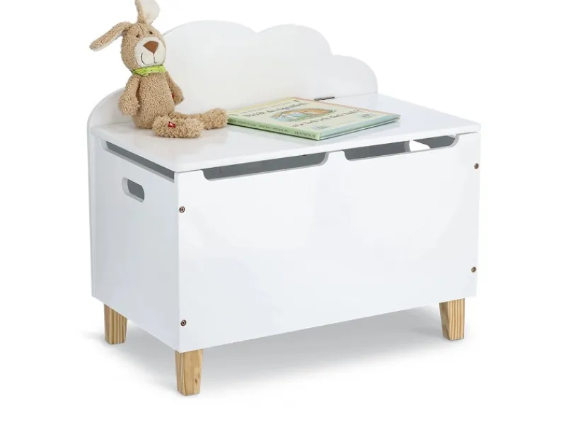 Zeller Aufbewahrung^Kinder-Truhe Wolke mit Deckel MDF/Kiefer 60 cm x 34,5 cm x 56 cm Weiß