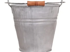 Malerbedarf^Zink-Eimer mit Henkel und Holzgriff 3,2 Liter Silber