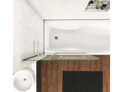 Hot AICA 120x140cm Badewannenaufsatz Faltwand Duschwand 5mm ESG Duschabtrennung mit Handtuchhalter Eckeregalen