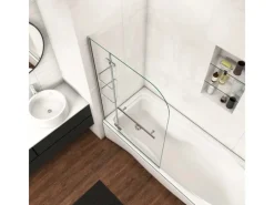 Sale AICA 100x140cm Badewannenaufsatz Faltwand Duschwand 5mm ESG Duschabtrennung mit Handtuchhalter Eckeregalen