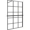 Online AICA 100x200cm 8mm NANO Glas Walk In Schwarz Duschwand mit Glasdekor Gitter mit Duschregal mit Stabilisator F130B
