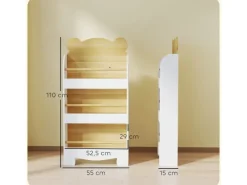 AIYAPLAY Bücherregal für Kinder Kinderregal mit 3 Ablagen aus Holz