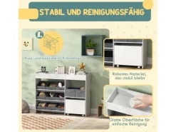 AIYAPLAY Kinderregal MDF Vliesstoff Weiß 105L x 30B x 80H cm