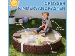 AIYAPLAY Sandkasten 120 x 120 cm Imprägniert Kinder Sandbox mit Sitzbänken