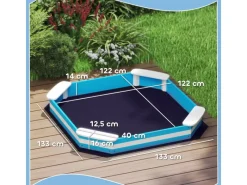 Discount AIYAPLAY Sandkasten 133 x 108 cm Sandkiste aus Holz Sandbox mit Sitzbank