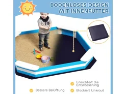 Discount AIYAPLAY Sandkasten 133 x 108 cm Sandkiste aus Holz Sandbox mit Sitzbank