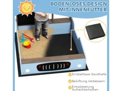 Clearance AIYAPLAY Sandkasten mit Abdeckung Imprägniert Kinder Sandbox mit Sitzbänken