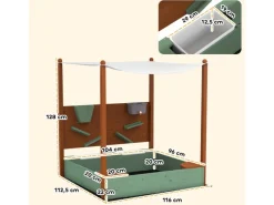 AIYAPLAY Sandkasten mit Abdeckung Massivholz Kinder Sandbox mit Sitzbänken
