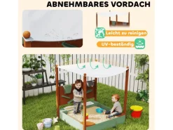 AIYAPLAY Sandkasten mit Abdeckung Massivholz Kinder Sandbox mit Sitzbänken