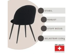 Best Albatros Esszimmerstuhl CAPO Samt 4er Set Schwarz