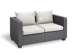 Best Allibert Salta 2-Sitzer Anthrazit mit Kissen Sand - Rattanoptik