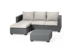 Best Allibert Salta 3-Sitzer Loungeset 3-teilig mit Hocker und Tisch