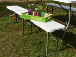 Sale AMANKA Bierbank aus Kunststoff 182 x 27 x 43 cm - Weiß - Klappbar