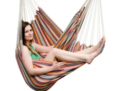 AMANKA Hängesessel bis 150 kg Belastbar 185 x 130 cm Bunte Streifen