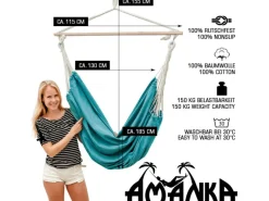 Clearance AMANKA XXL-Hängesessel bis 150 kg Belastbar 185 x 130 cm Türkis