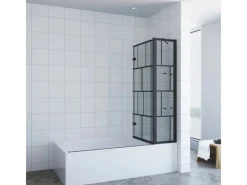 Sale Aquabatos Badewannenaufsatz 3 tlg. Duschwand 150 x 140 cm Badewannenfaltwand Faltwand Glaswand für Badewanne mit Festteil Duschtrennwand Glas Dusche