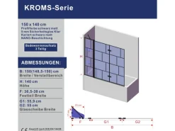 Sale Aquabatos Badewannenaufsatz 3 tlg. Duschwand 150 x 140 cm Badewannenfaltwand Faltwand Glaswand für Badewanne mit Festteil Duschtrennwand Glas Dusche