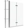 Aquabatos Badewannenfaltwand 150 x 140 cm 3tlg. Badewannenaufsatz Dusche Duschabtrennung Duschwand für Badewanne 5mm ESG Echtglas