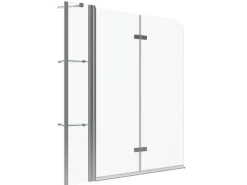 Aquabatos Badewannenfaltwand 150 x 140 cm 3tlg. Badewannenaufsatz Dusche Duschabtrennung Duschwand für Badewanne 5mm ESG Echtglas