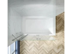 Aquabatos Badewannenfaltwand 150 x 140 cm 3tlg. Badewannenaufsatz Dusche Duschabtrennung Duschwand für Badewanne 5mm ESG Echtglas