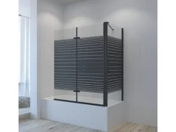 New Aquabatos Duschwand für Badewanne Faltwand 120 x 70 x 140 cm Badewannenaufsatz Eck Duschtrennwand für Badewanne Badewannenfaltwand mit Seitenwand