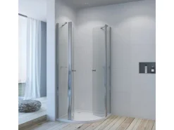 New Aquabatos Runddusche 90 x 90 x 195 cm Duschkabine Duschwand Viertelkreis Duschabtrennung mit Eckregale Pendeltür 6 mm NANO ESG Sicherheitsgals