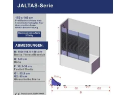 Outlet Aquabatos 3tlg. Badewannenaufsätze 150 x 140 cm Badewannenfaltwand Duschabtrennung Duschwand für Badewanne Schwarz Matt 5 mm Sicherheitsglas Glaswand