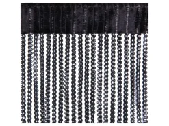 Sale Arsvita Fadenvorhang Fadengardine Gardine Vorhang Metall-Optik 140 cm x 250 cm Stangendurchzug Schwarz