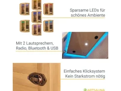 Discount Artsauna Infrarotkabine Wärmekabine Esbjerg mit Triplex Heizsystem und Hemlockholz