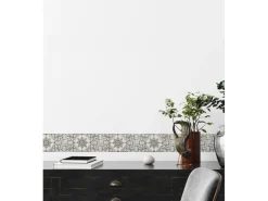 Hot AS-Creation A.S. Création Borte selbstklebend Fliese 5 m x 13 cm Schwarz-Weiß