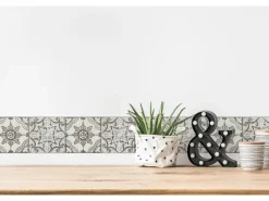 Hot AS-Creation A.S. Création Borte selbstklebend Fliese 5 m x 13 cm Schwarz-Weiß