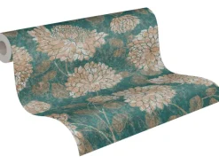 AS-Creation A.S. Création Vliestapete Blumen Grün Gold Grün-Gold