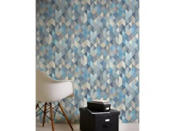 Discount AS-Creation A.S. Création Vliestapete Trendwall Muster Blau-Creme FSC®