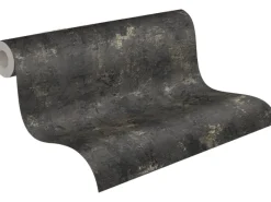 AS-Creation A.S. Création Vliestapete Uni Betonoptik Schwarz Gold