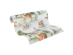 New AS-Creation A.S. Creation Vliestapete Waldtiere 10,05 m x 0,53 m Grün-Braun-Beige FSC®