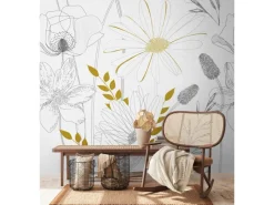 New AS-Creation Fototapete Vlies Blumen Weiß-Grau