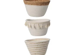Aufbewahrungskorb 3-fach sortiert Ø 22 cm x 14 cm Natur